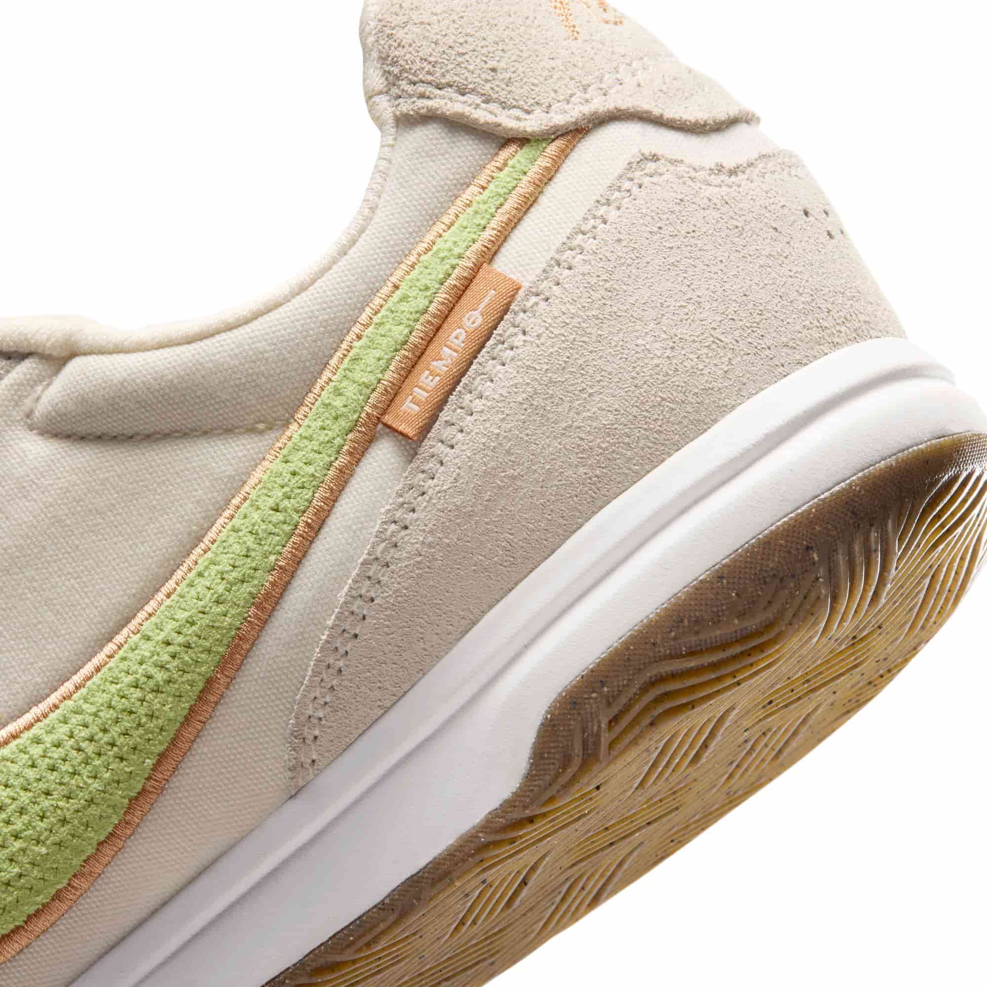 Nike Tiempo Streetgato PRM IC indoor soccer shoes in cream with lime green Swoosh