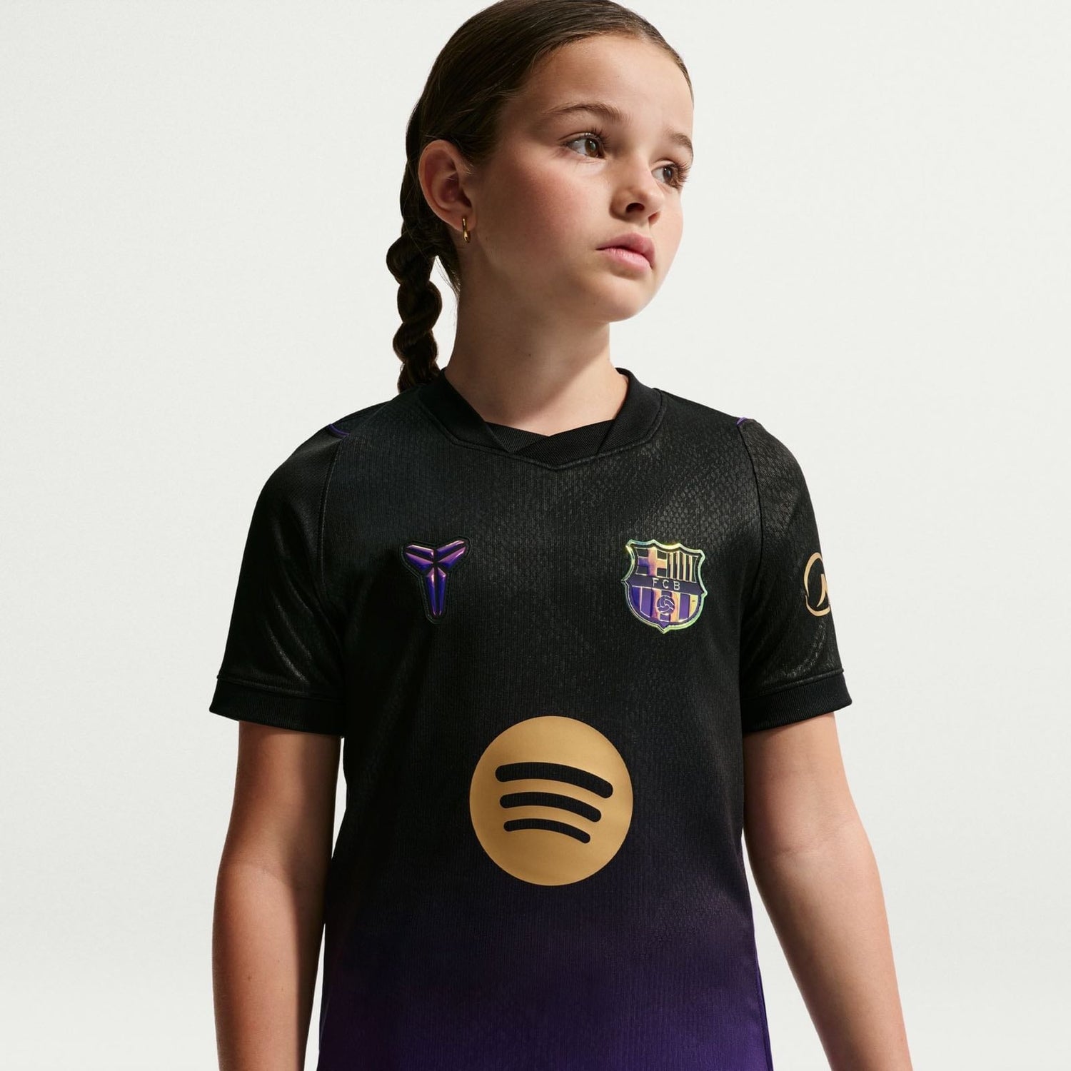 FC Barcelona 2026/27 Stadium Away Jersey Youth in black and purple.