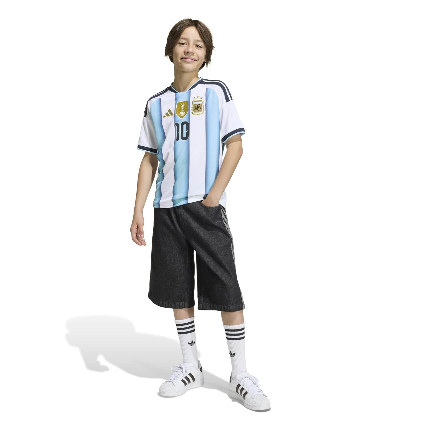 Argentina 26 Home Messi Jersey Jr. Official Jerseys adidas 
